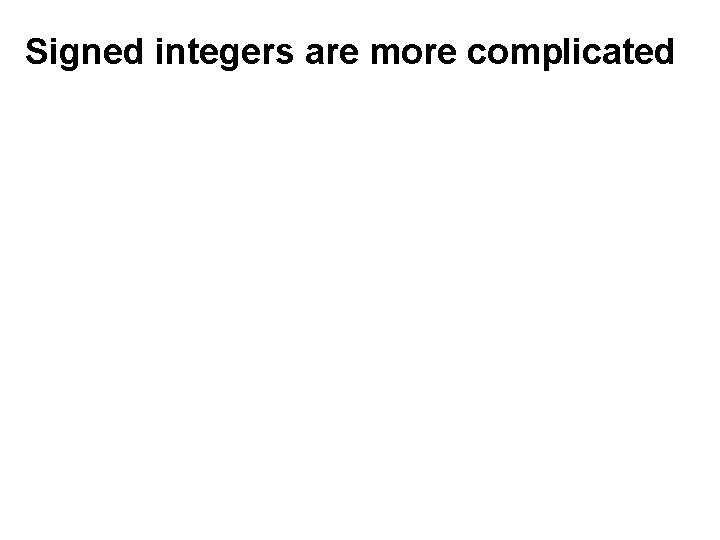 Signed integers are more complicated 