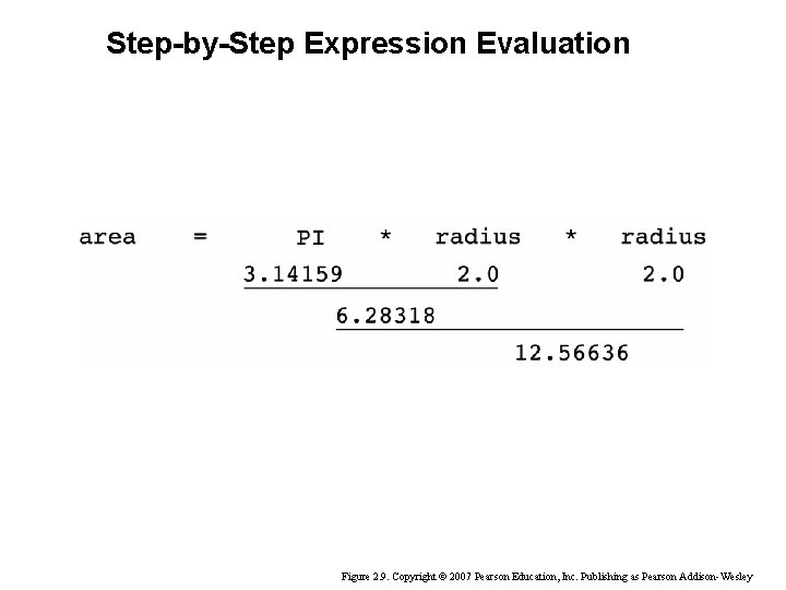 Step-by-Step Expression Evaluation Figure 2. 9. Copyright © 2007 Pearson Education, Inc. Publishing as