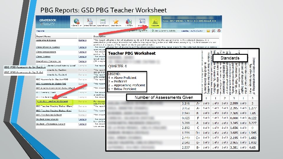 PBG Reports: GSD PBG Teacher Worksheet 