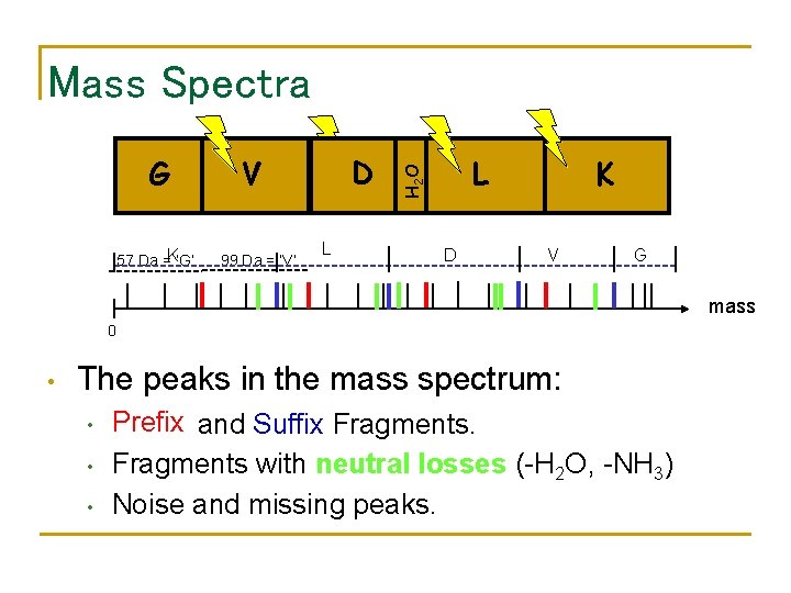 Mass Spectra 57 Da =K‘G’ D D V 99 Da = ‘V’ L L