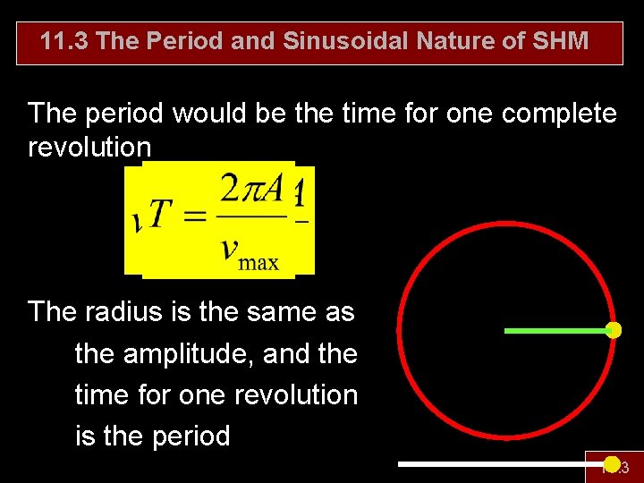 11. 3 The Period and Sinusoidal Nature of SHM The period would be the