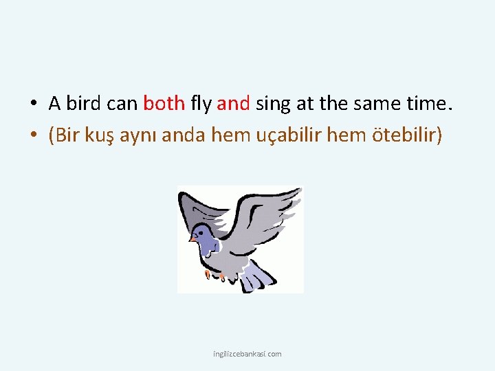 • A bird can both fly and sing at the same time. •