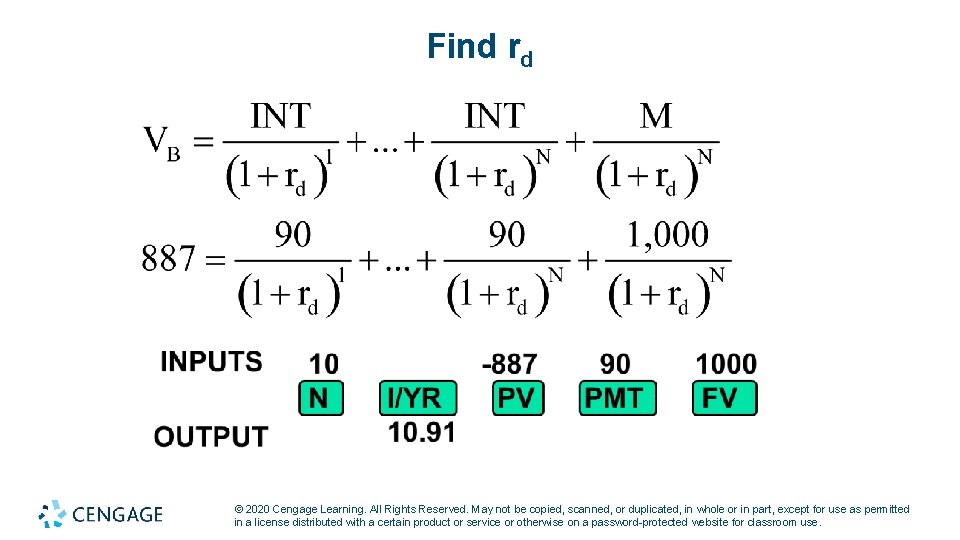 Find rd © 2020 Cengage Learning. All Rights Reserved. May not be copied, scanned,