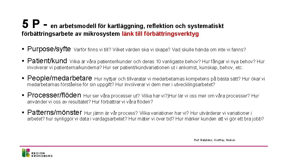 5 P - en arbetsmodell för kartläggning, reflektion och systematiskt förbättringsarbete av mikrosystem länk