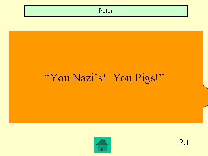 Peter “You Nazi’s! You Pigs!” 2, 1 