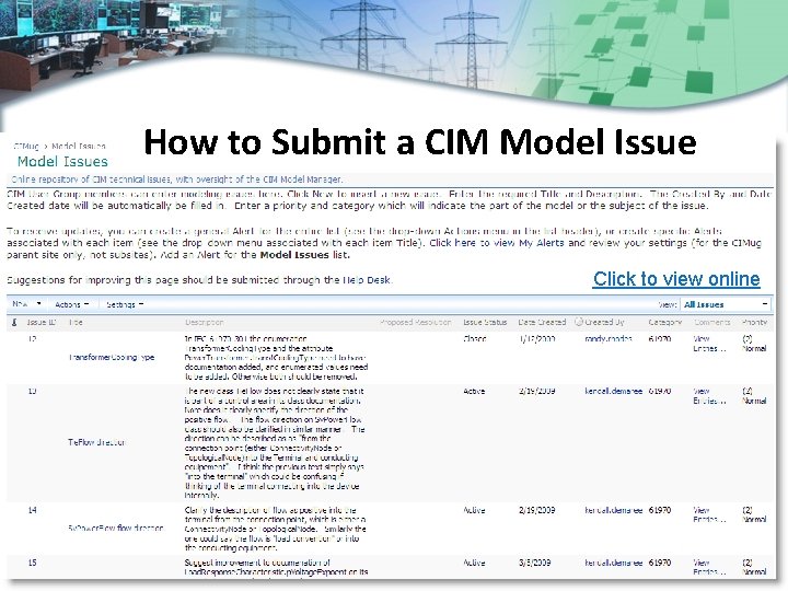 How to Submit a CIM Model Issue Click to view online 