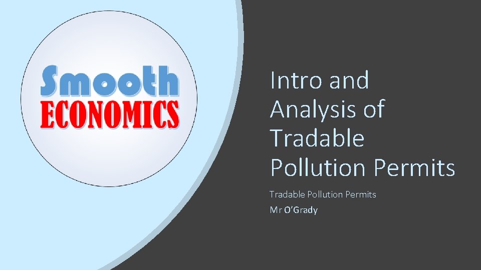 Intro and Analysis of Tradable Pollution Permits Mr O’Grady 