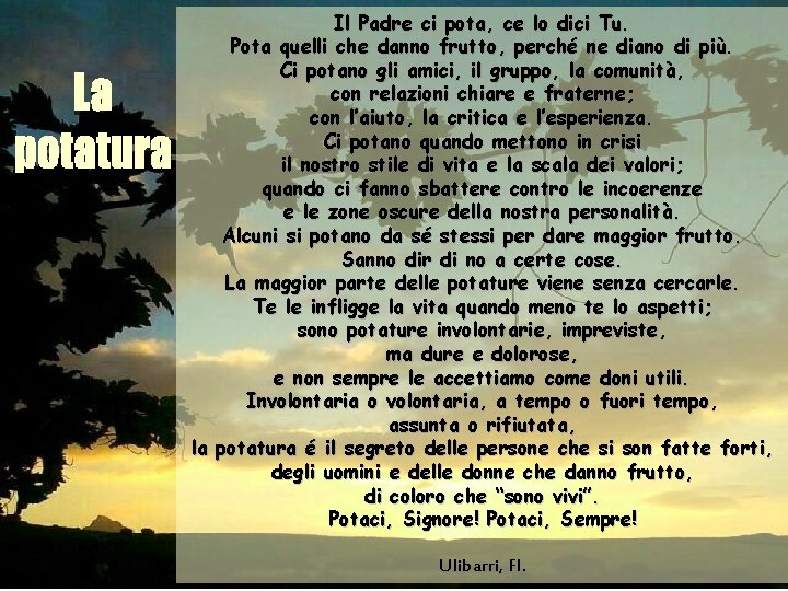 Il Padre ci pota, ce lo dici Tu. Pota quelli che danno frutto, perché