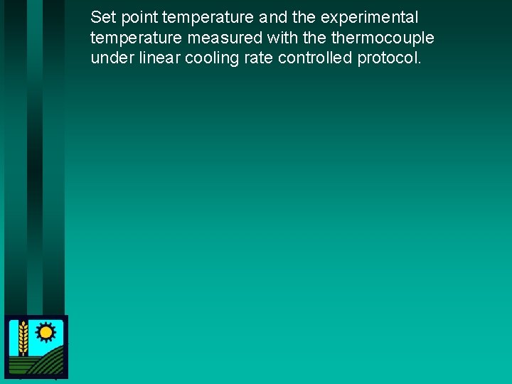 Set point temperature and the experimental temperature measured with thermocouple under linear cooling rate