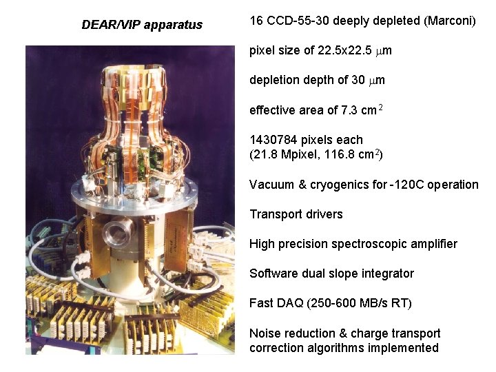 DEAR/VIP apparatus 16 CCD-55 -30 deeply depleted (Marconi) pixel size of 22. 5 x