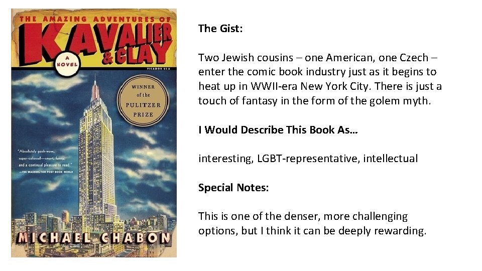 The Gist: Two Jewish cousins – one American, one Czech – enter the comic