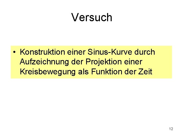 Versuch • Konstruktion einer Sinus-Kurve durch Aufzeichnung der Projektion einer Kreisbewegung als Funktion der