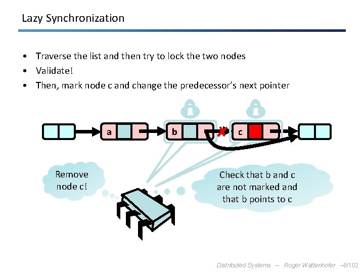Lazy Synchronization • Traverse the list and then try to lock the two nodes