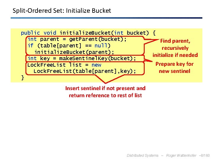 Split-Ordered Set: Initialize Bucket public void initialize. Bucket(int bucket) { int parent = get.