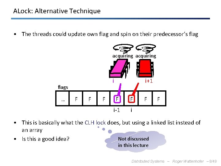 ALock: Alternative Technique • The threads could update own flag and spin on their