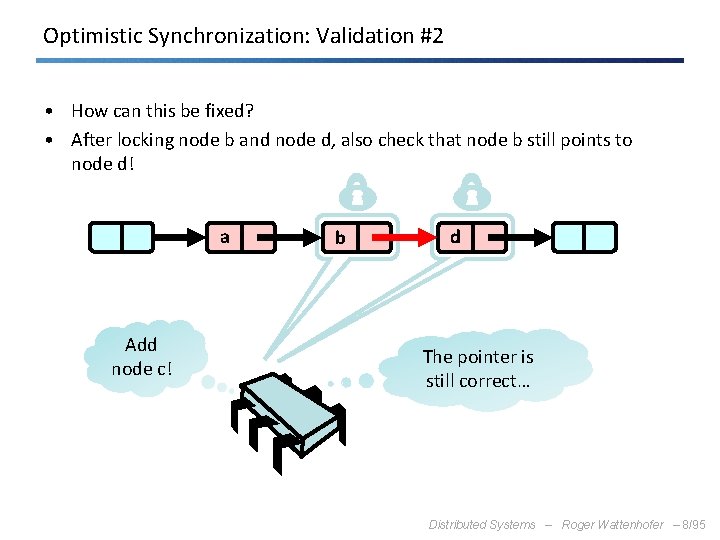 Optimistic Synchronization: Validation #2 • How can this be fixed? • After locking node