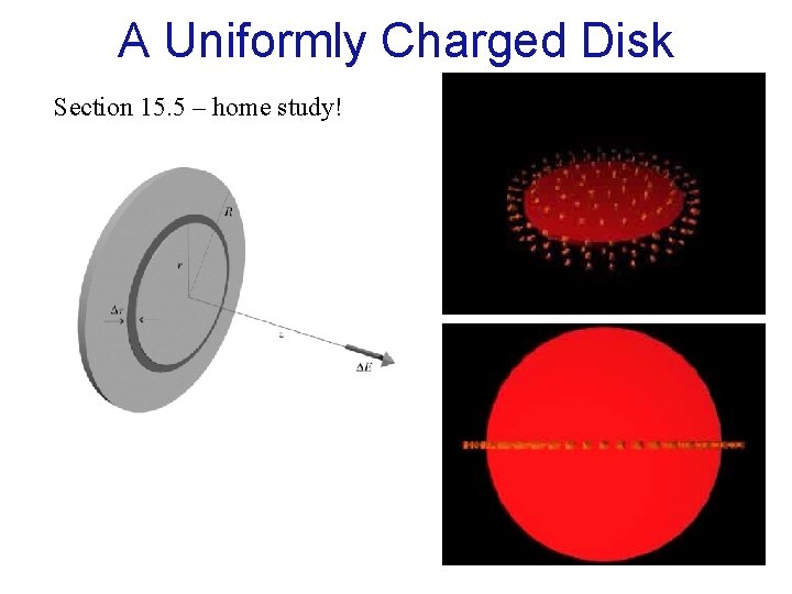 A Uniformly Charged Disk Section 15. 5 – home study! 