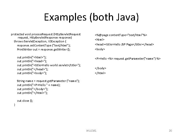 Examples (both Java) protected void process. Request (Http. Servlet. Request request, Http. Servlet. Response