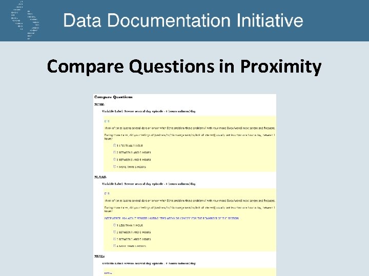 Compare Questions in Proximity 