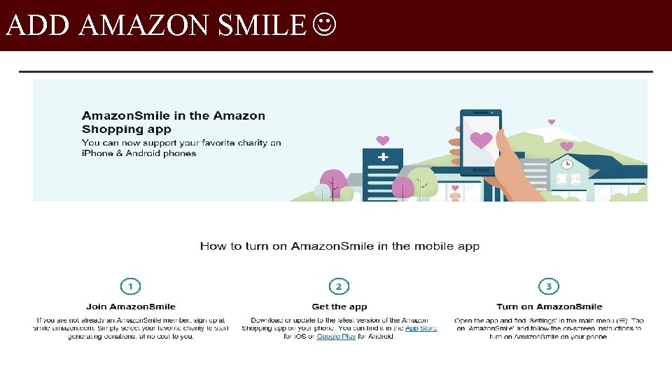 ADD AMAZON SMILE 