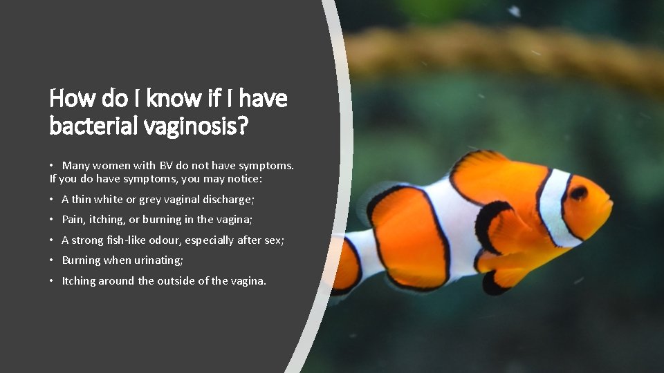 How do I know if I have bacterial vaginosis? • Many women with BV