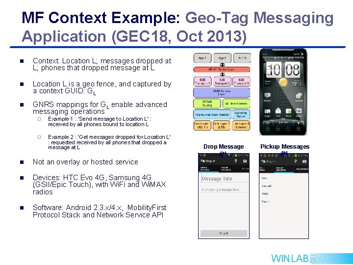 MF Context Example: Geo-Tag Messaging Application (GEC 18, Oct 2013) n Context: Location L;