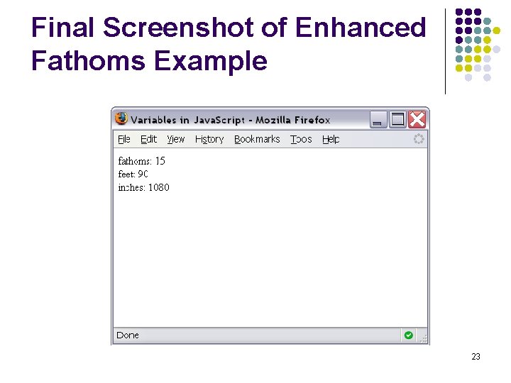 Final Screenshot of Enhanced Fathoms Example 23 Final Screenshot of Enhanced Fathoms Example 23