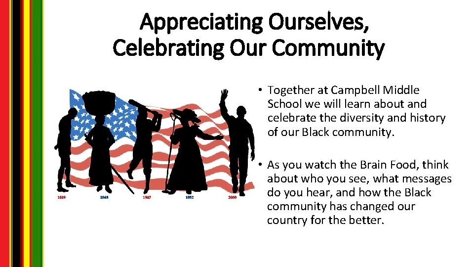 Appreciating Ourselves, Celebrating Our Community • Together at Campbell Middle School we will learn