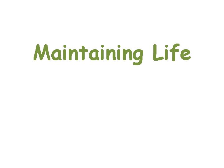 Maintaining Life  Maintaining Life