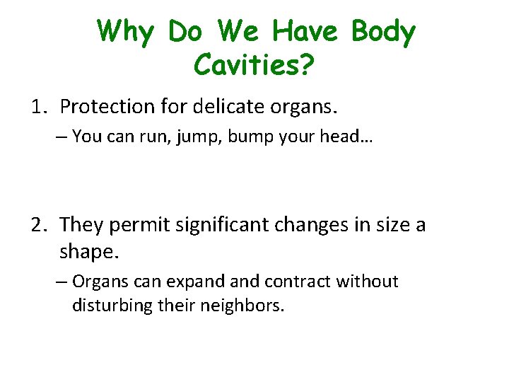 Why Do We Have Body Cavities? 1. Protection for delicate organs. – You can Why Do We Have Body Cavities? 1. Protection for delicate organs. – You can