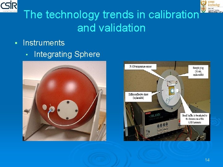 The technology trends in calibration and validation § Instruments • Integrating Sphere 14 