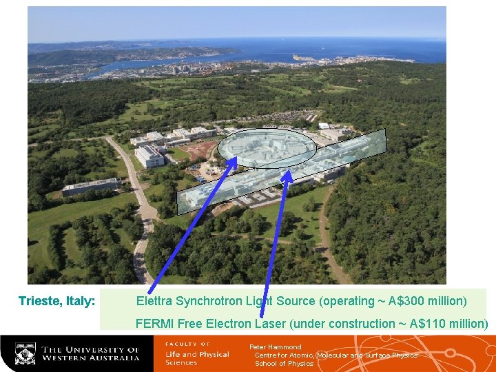 Trieste, Italy: Elettra Synchrotron Light Source (operating ~ A$300 million) FERMI Free Electron Laser