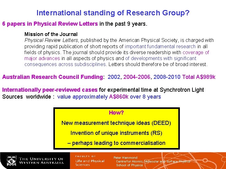 International standing of Research Group? 6 papers in Physical Review Letters in the past