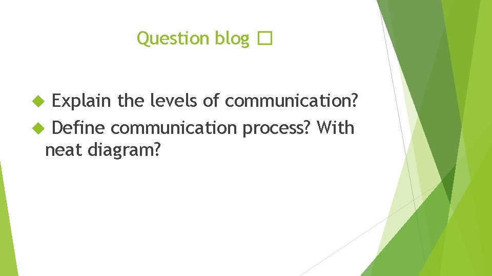 Question blog � Explain the levels of communication? Define communication process? With neat diagram?