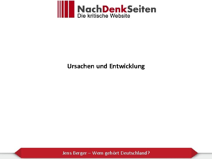 Ursachen und Entwicklung Jens Berger – Wem gehört Deutschland? 