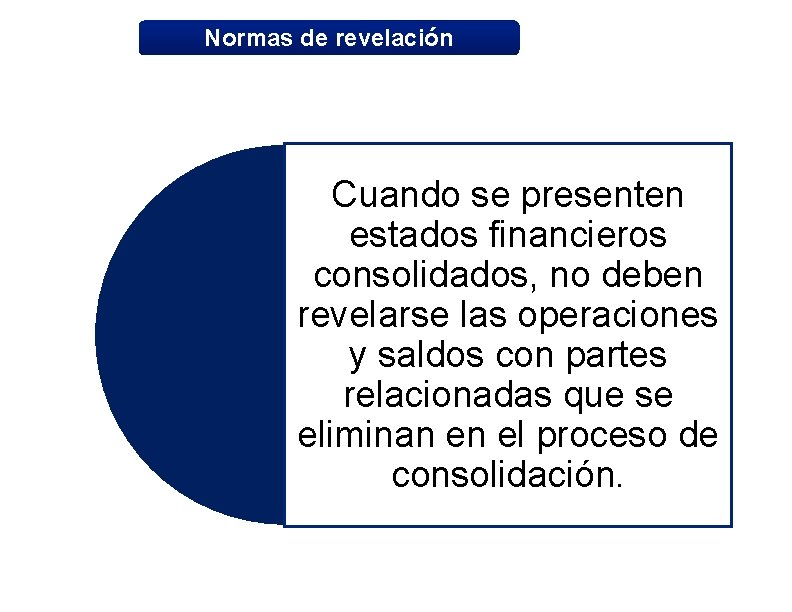 Normas de revelación Cuando se presenten estados financieros consolidados, no deben revelarse las operaciones