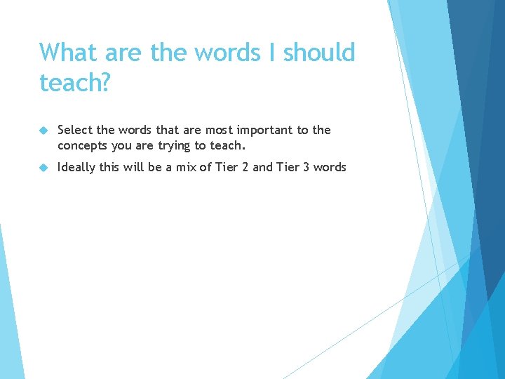 What are the words I should teach? Select the words that are most important