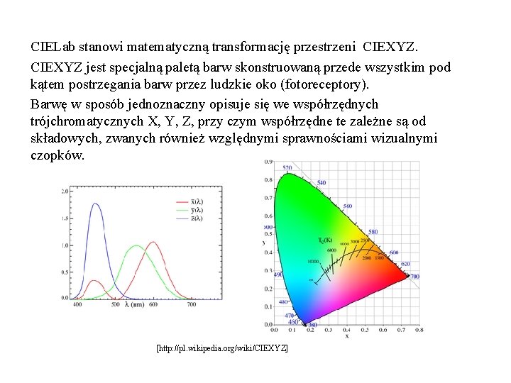 CIELab stanowi matematyczną transformację przestrzeni CIEXYZ jest specjalną paletą barw skonstruowaną przede wszystkim pod