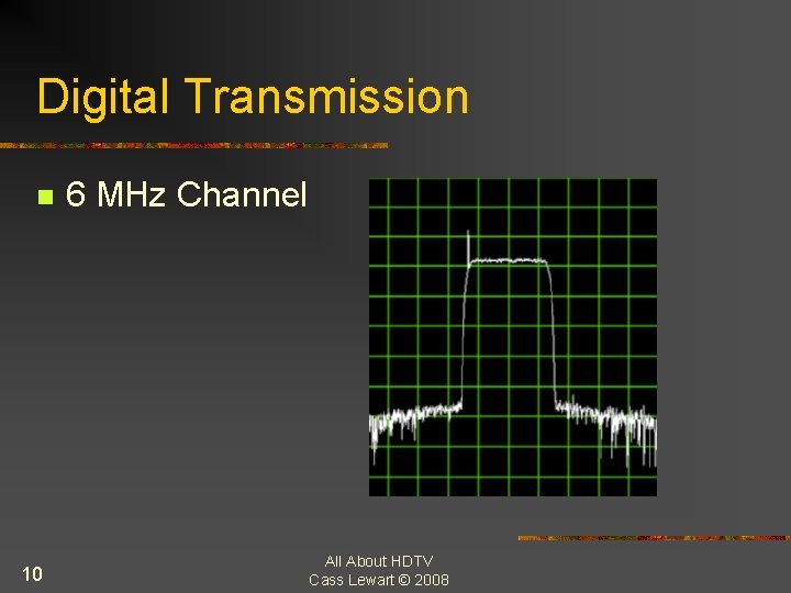 Digital Transmission n 10 6 MHz Channel All About HDTV Cass Lewart © 2008
