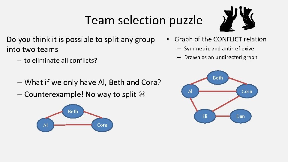 Team selection puzzle Do you think it is possible to split any group into Team selection puzzle Do you think it is possible to split any group into