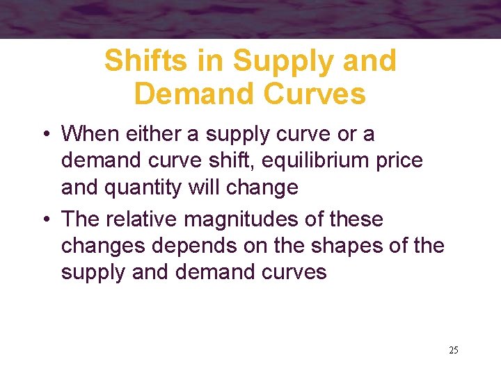 Shifts in Supply and Demand Curves • When either a supply curve or a