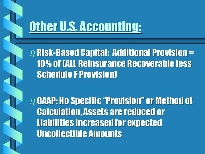 Other U. S. Accounting: b Risk-Based Capital: Additional Provision = 10% of (ALL Reinsurance