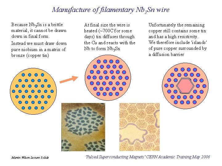 Manufacture of filamentary Nb 3 Sn wire Because Nb 3 Sn is a brittle