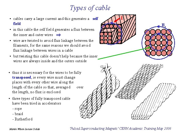 Types of cable • cables carry a large current and this generates a self
