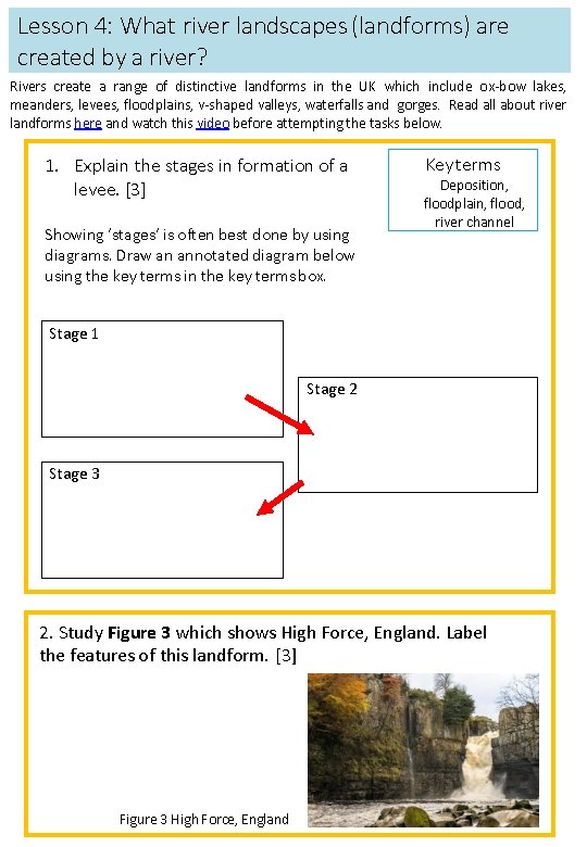 Lesson 4: What river landscapes (landforms) are created by a river? Rivers create a