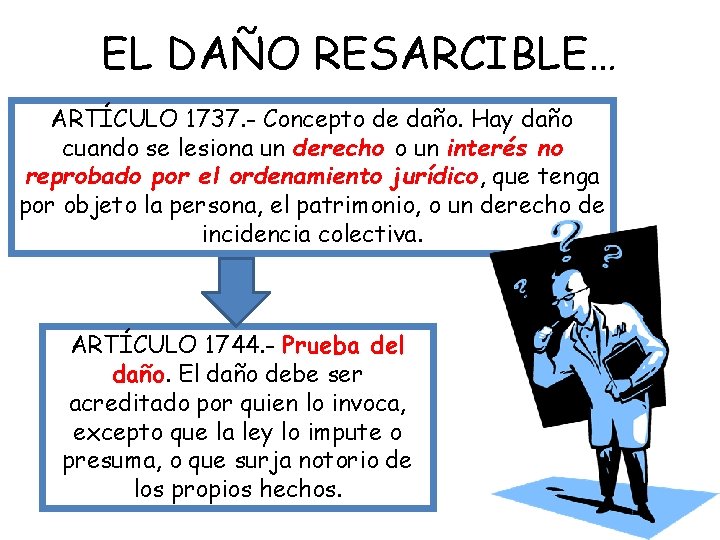 EL DAÑO RESARCIBLE… ARTÍCULO 1737. - Concepto de daño. Hay daño cuando se lesiona