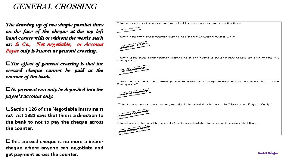 GENERAL CROSSING The drawing up of two simple parallel lines on the face of