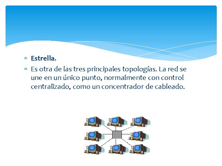  Estrella. Es otra de las tres principales topologías. La red se une en