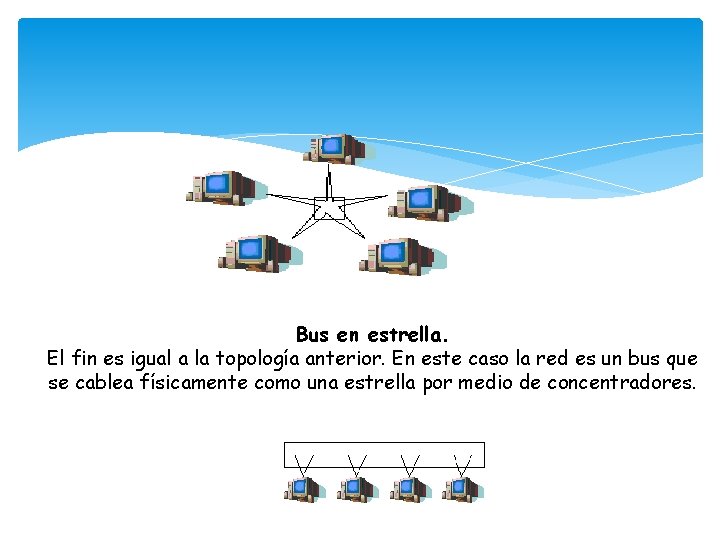 Bus en estrella. El fin es igual a la topología anterior. En este caso