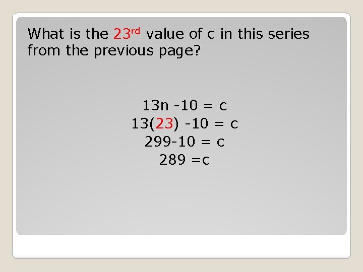 What is the 23 rd value of c in this series from the previous